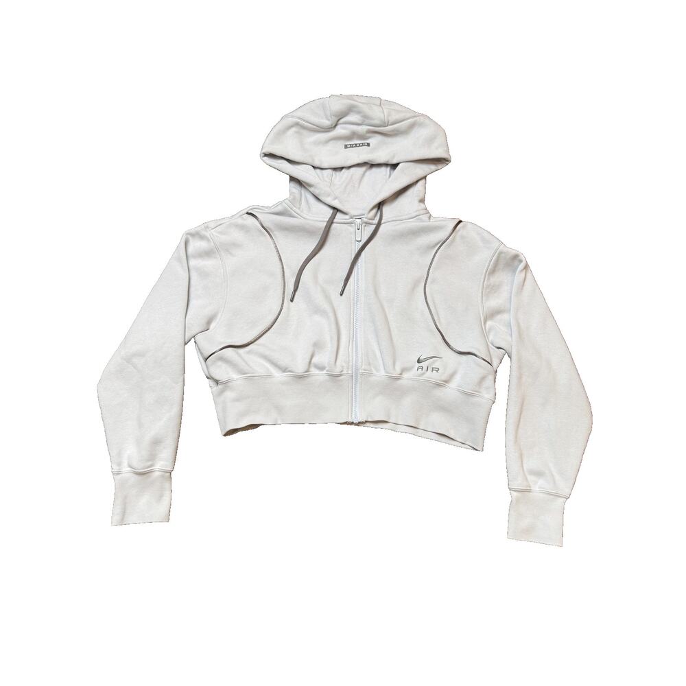 Nike Air Hoodie Womens Small Gray Full Zip Cropped Fleece Swoosh DQ6579-043